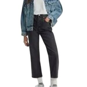 Levi's Ribcage Straight Jeans Joli Thorax Droit Black Wash Size 28 French Levi's